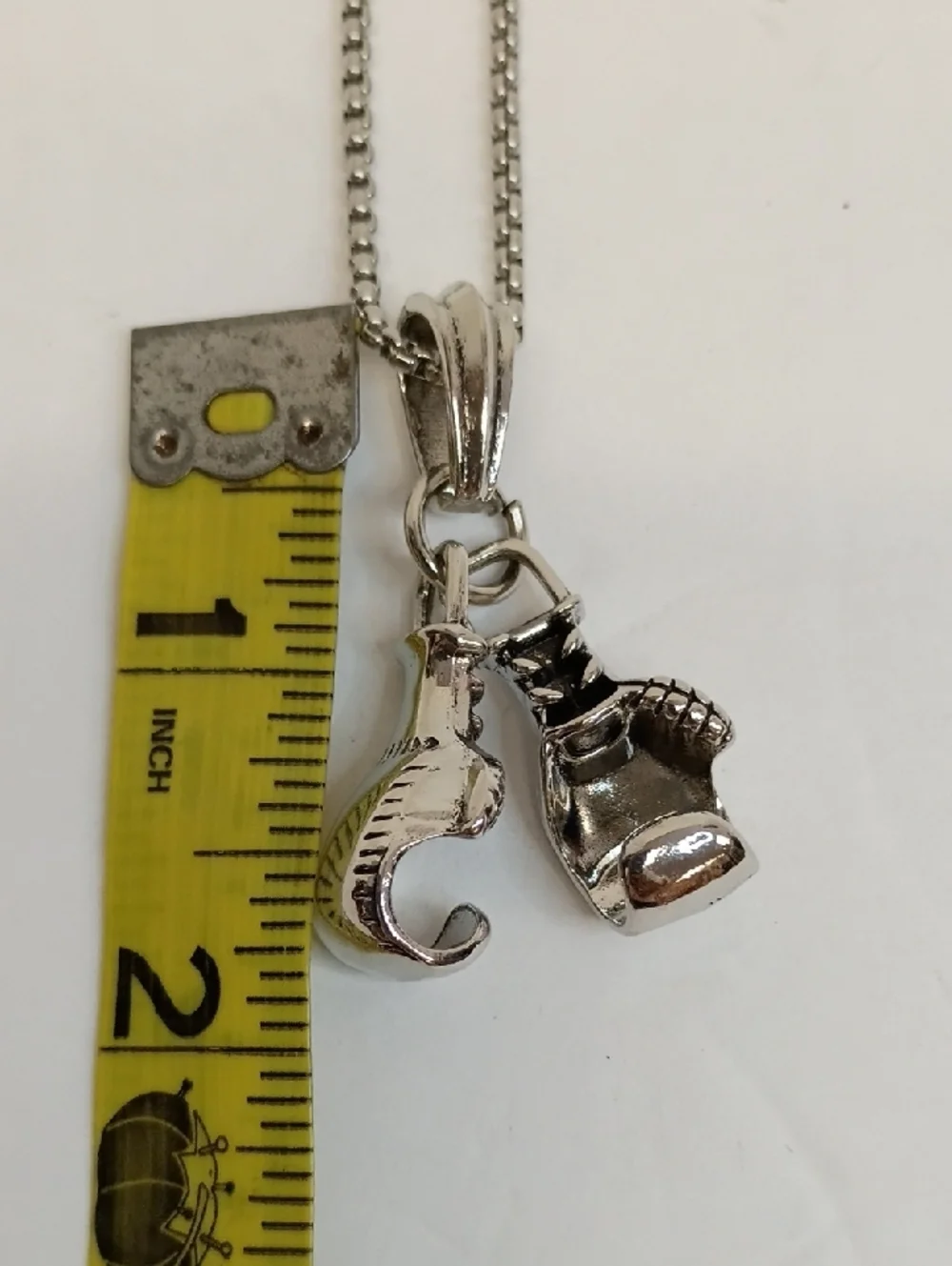 Silver Boxing Gloves Pendant Necklace Athletic Sport Charm Jewelry